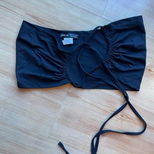 Black front tie tube top